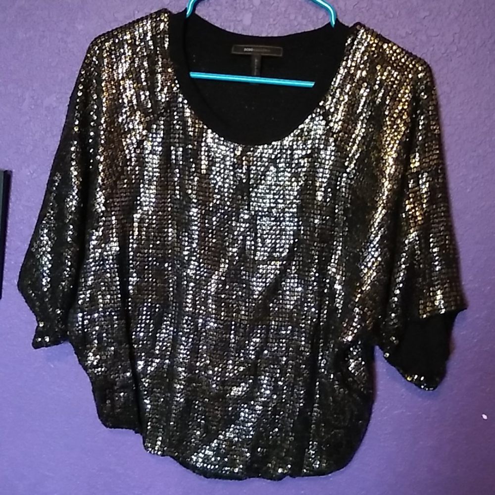 BCBGMAXAZRIA sequin blouse S